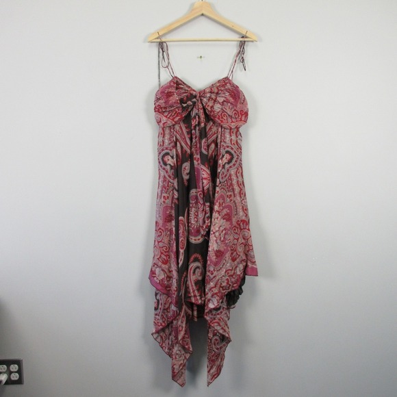 Mimi Maternity 100% Silk Dress S Paisley Print Spaghetti Strap Pregnancy 276 - Picture 1 of 14